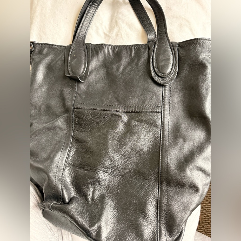Genuine Italian Leather Borse and Pelle Elegant Black Leather Tote Bag